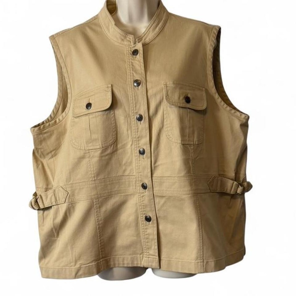 Vintage 90s Talbots Khaki Utility Safari Vest, Women's Size 2X